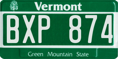 VT license plate BXP874