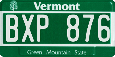 VT license plate BXP876