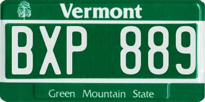 VT license plate BXP889