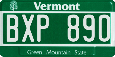 VT license plate BXP890