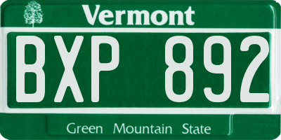 VT license plate BXP892