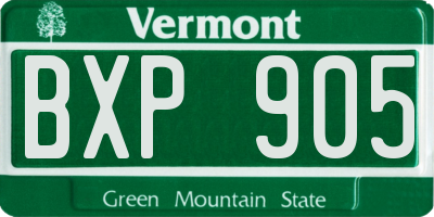 VT license plate BXP905