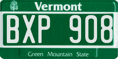 VT license plate BXP908