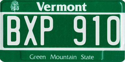 VT license plate BXP910