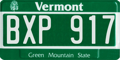 VT license plate BXP917