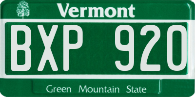VT license plate BXP920