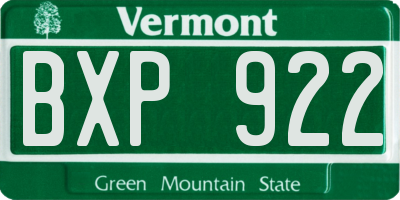 VT license plate BXP922