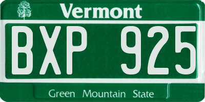 VT license plate BXP925