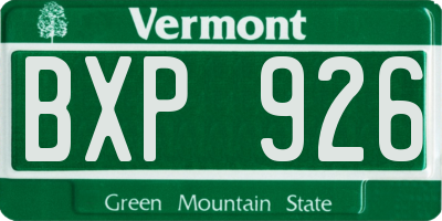 VT license plate BXP926