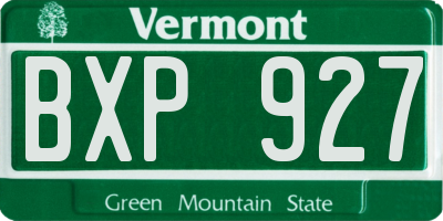 VT license plate BXP927