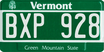 VT license plate BXP928