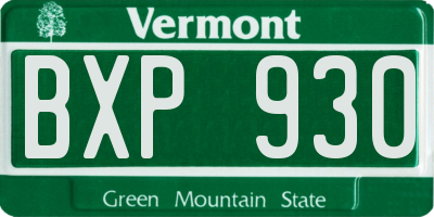 VT license plate BXP930