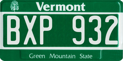 VT license plate BXP932