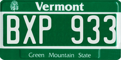 VT license plate BXP933