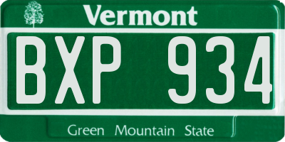 VT license plate BXP934