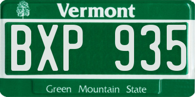 VT license plate BXP935
