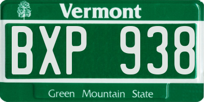 VT license plate BXP938