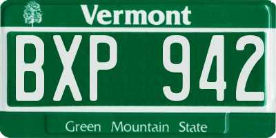 VT license plate BXP942