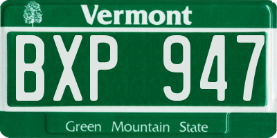 VT license plate BXP947