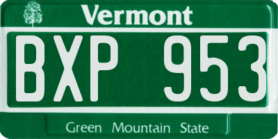 VT license plate BXP953