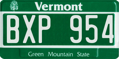 VT license plate BXP954