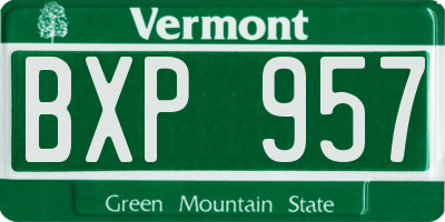VT license plate BXP957