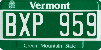 VT license plate BXP959