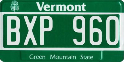 VT license plate BXP960