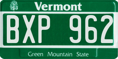 VT license plate BXP962