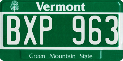 VT license plate BXP963