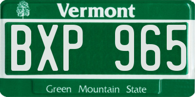 VT license plate BXP965