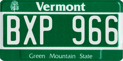 VT license plate BXP966