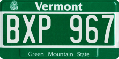 VT license plate BXP967