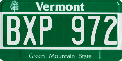 VT license plate BXP972