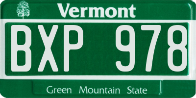 VT license plate BXP978