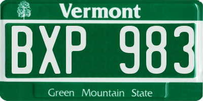 VT license plate BXP983