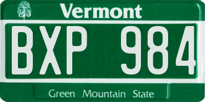 VT license plate BXP984