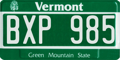 VT license plate BXP985