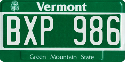 VT license plate BXP986
