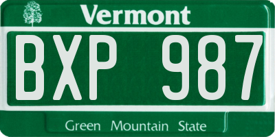 VT license plate BXP987