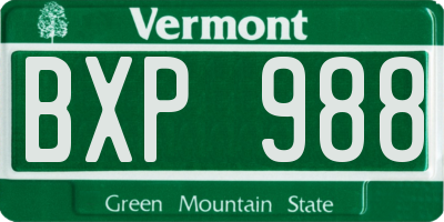 VT license plate BXP988