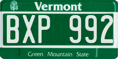 VT license plate BXP992