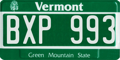 VT license plate BXP993