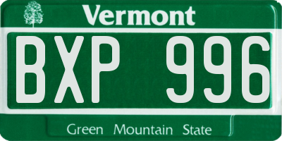 VT license plate BXP996