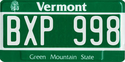 VT license plate BXP998