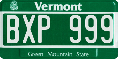 VT license plate BXP999