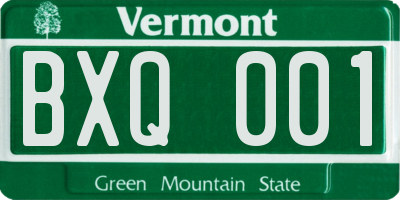 VT license plate BXQ001