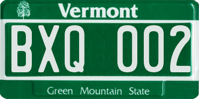 VT license plate BXQ002