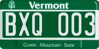 VT license plate BXQ003