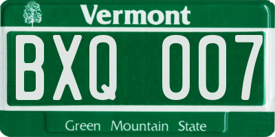 VT license plate BXQ007